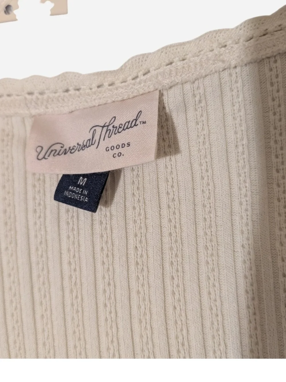 Universal Thread Cream Ribbed Tank with Front Tie